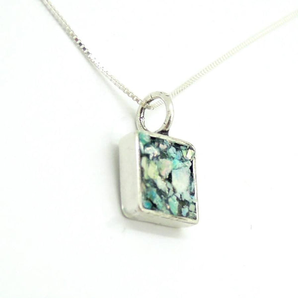 Pendant - Roman Glass And Silver Pendant - Square Unique Design