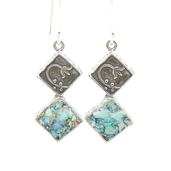 Pendant - Roman Glass Pendant With A Flower Scroll On Sterling Silver