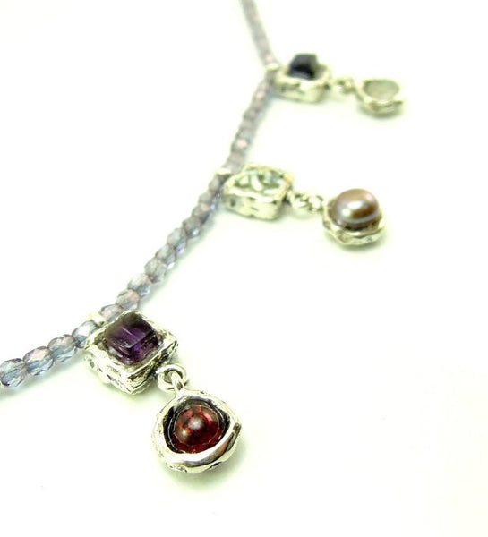 Pendant - Silver And Gemstone Necklace With Glass