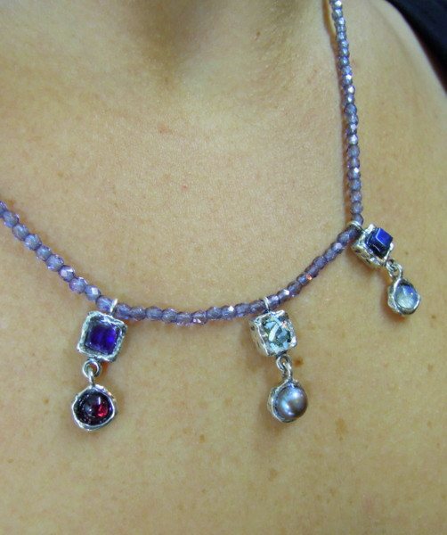 Pendant - Silver And Gemstone Necklace With Glass