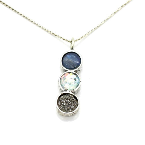 Pendant  - Silver Kyanite And Druzy Necklace