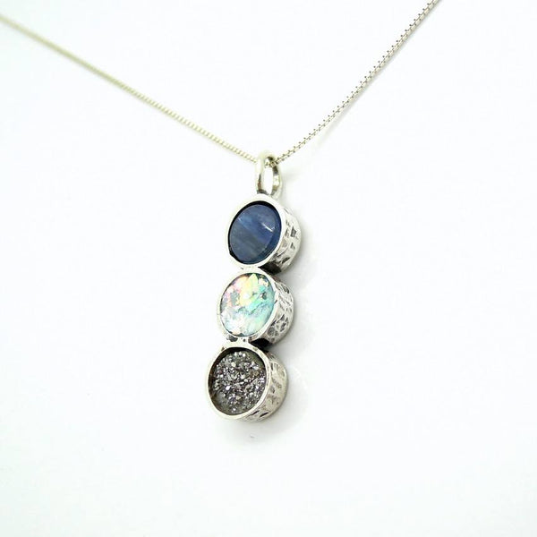 Pendant  - Silver Kyanite And Druzy Necklace
