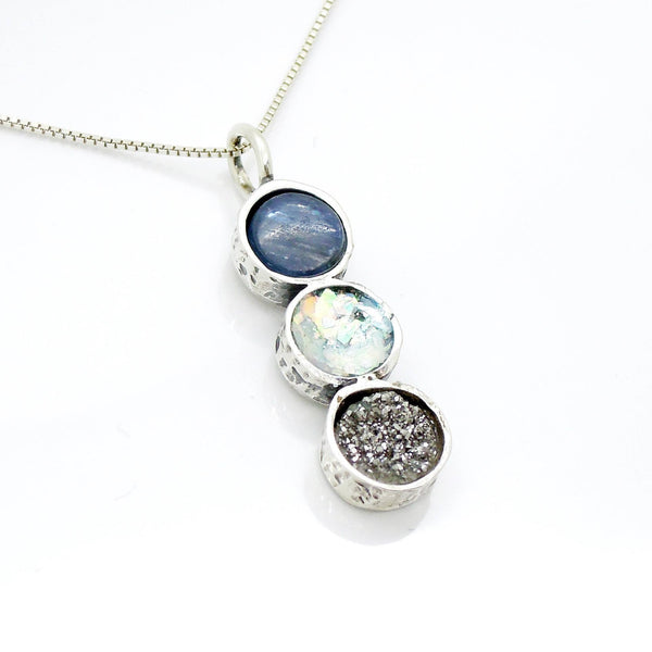 Pendant  - Silver Kyanite And Druzy Necklace