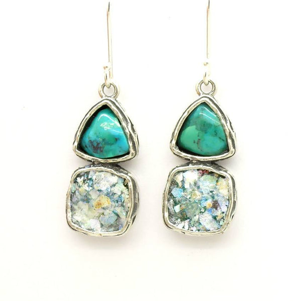 Pendant - Silver Pendant With Druzy Agate And Roman Glass