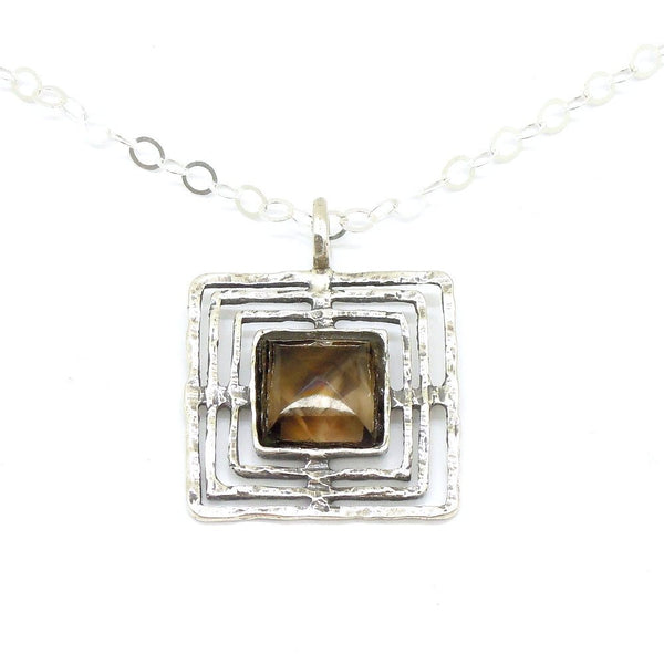 Pendant - Smoky Quartz And Silver Square Pendant