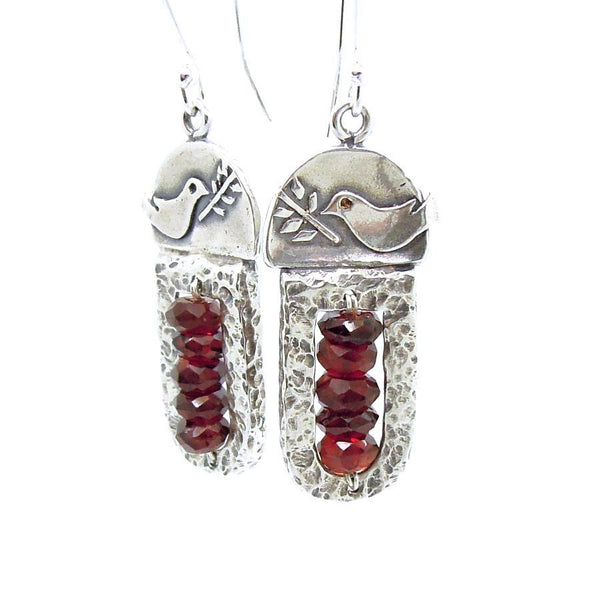 Pendant - Sterling Silver & Amethyst Pendant With A Dove Holding A Tree Branch