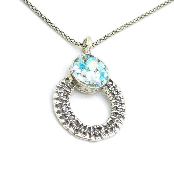 Pendant - Sterling Silver Necklace With Roman Glass