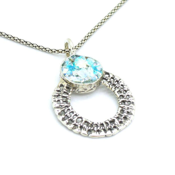 Pendant - Sterling Silver Necklace With Roman Glass