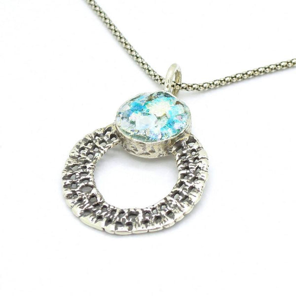 Pendant - Sterling Silver Necklace With Roman Glass