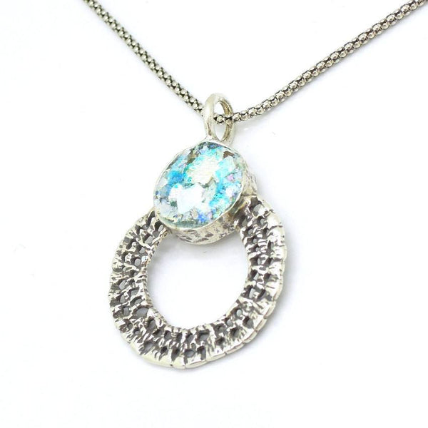 Pendant - Sterling Silver Necklace With Roman Glass