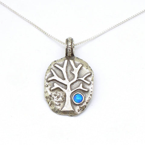 Pendant - Sterling Silver Tree Pendant With Opal
