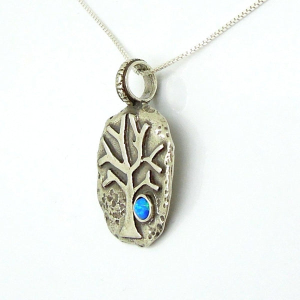 Pendant - Sterling Silver Tree Pendant With Opal