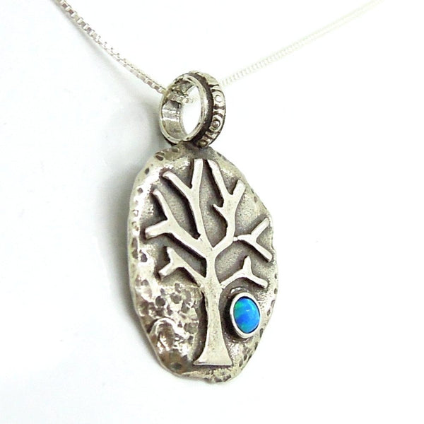 Pendant - Sterling Silver Tree Pendant With Opal