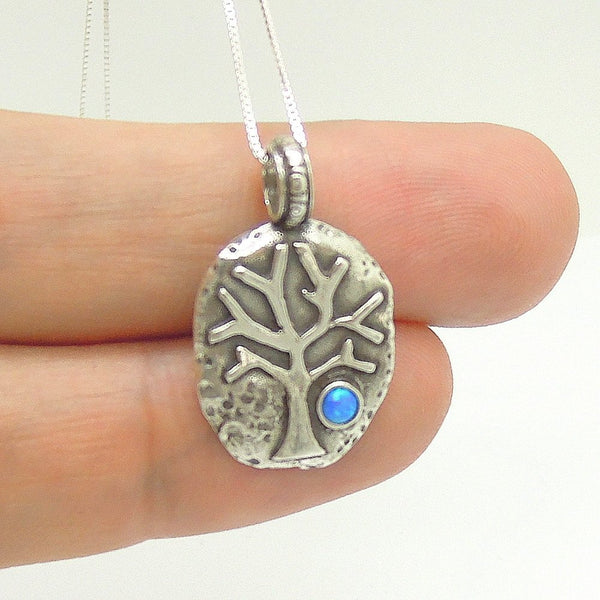Pendant - Sterling Silver Tree Pendant With Opal