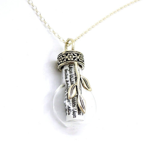 Pendant  - Travelers Prayer In A Glass Bottle Pendant