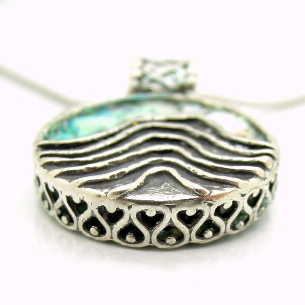 Pendant - Unique Silver Pendant Necklace With Roman Glass And Landscape Patterns