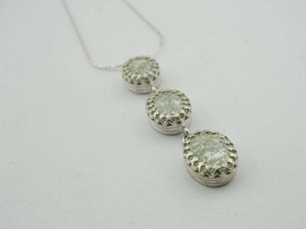 Silver Pendant, Roman Glass Jewelry, Sterling silver 925, Gift, Long Pendant, Israeli Jewelry, Pendant with Roman Glass (rg 1381n)