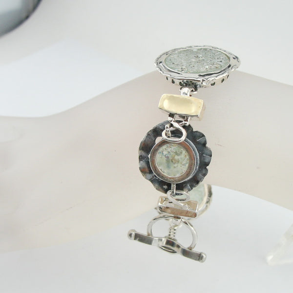 Unique Bracelet with Roman Glass, 9k Yellow Gold (rg 225b)