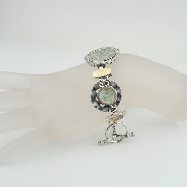 Unique Bracelet with Roman Glass, 9k Yellow Gold (rg 225b)