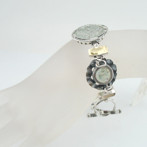 Unique Bracelet with Roman Glass, 9k Yellow Gold (rg 225b)