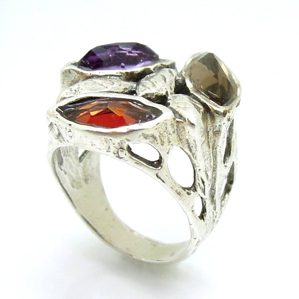Ring - 3 Oval Gemstone Large Silver Ring