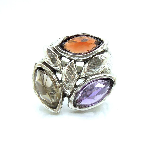 Ring - 3 Oval Gemstone Large Silver Ring