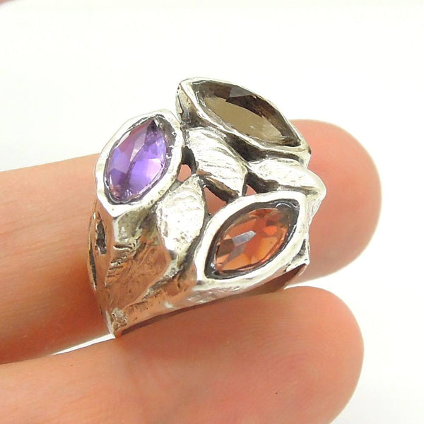Ring - 3 Oval Gemstone Large Silver Ring