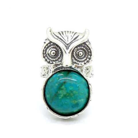 Ring - Amazing Owl Silver Ring With Eilat Criscola Stone