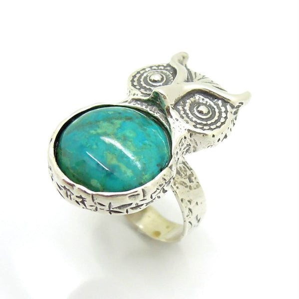 Ring - Amazing Owl Silver Ring With Eilat Criscola Stone