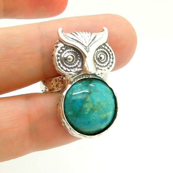 Ring - Amazing Owl Silver Ring With Eilat Criscola Stone