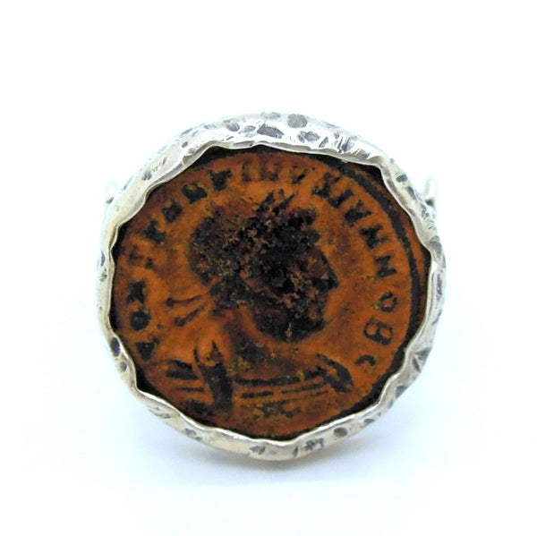 Ring - Authentic Ancient Late Roman Coin Ring Set In Designed Silver