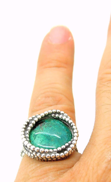 Ring - Eilat Stone Ring Set In Sterling Silver Circles