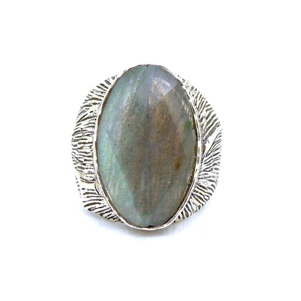Ring - Huge Unisex Silver And Labradorite Ring