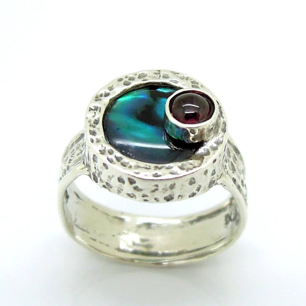 Ring - Mother Of Pearl And Purple CZ Silver Ring