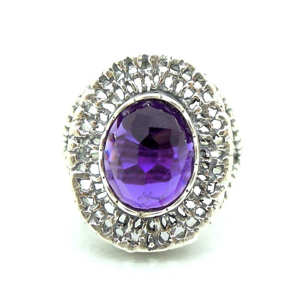Ring - Purple Quartz Large Silver Filigree Gemstone Ring