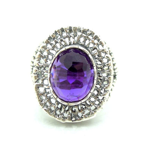 Ring - Purple Quartz Large Silver Filigree Gemstone Ring