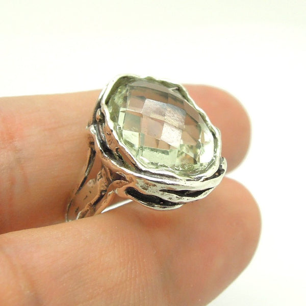 Ring - Raw Beauty Silver Ring With A Green Amethyst