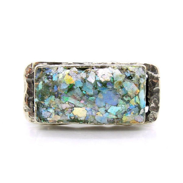 Ring - Silver Ring For Men With Roman Glass