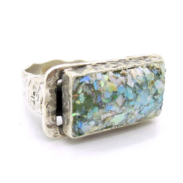 Ring - Silver Ring For Men With Roman Glass