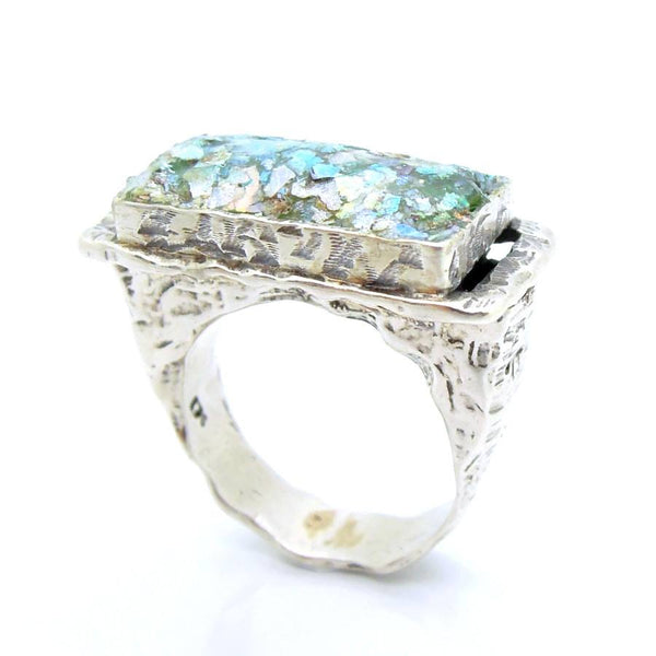 Ring - Silver Ring For Men With Roman Glass