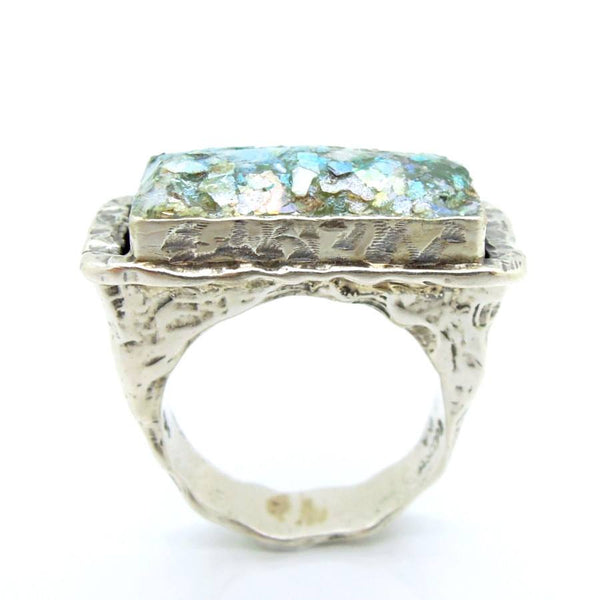 Ring - Silver Ring For Men With Roman Glass