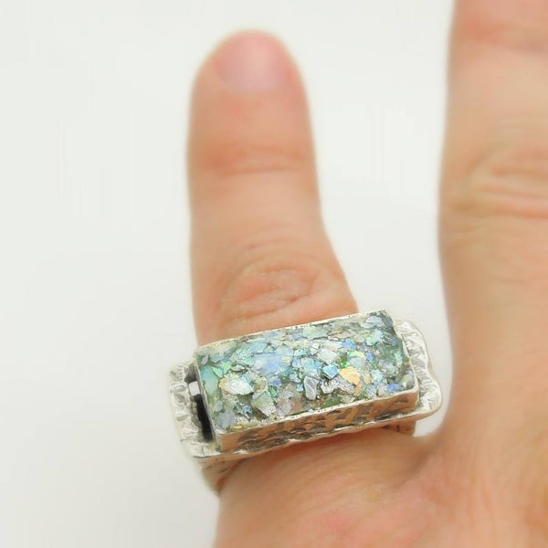 Ring - Silver Ring For Men With Roman Glass