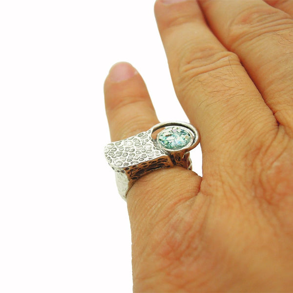 Ring - Unique Silver Ring For Men & Women With Roman Glass