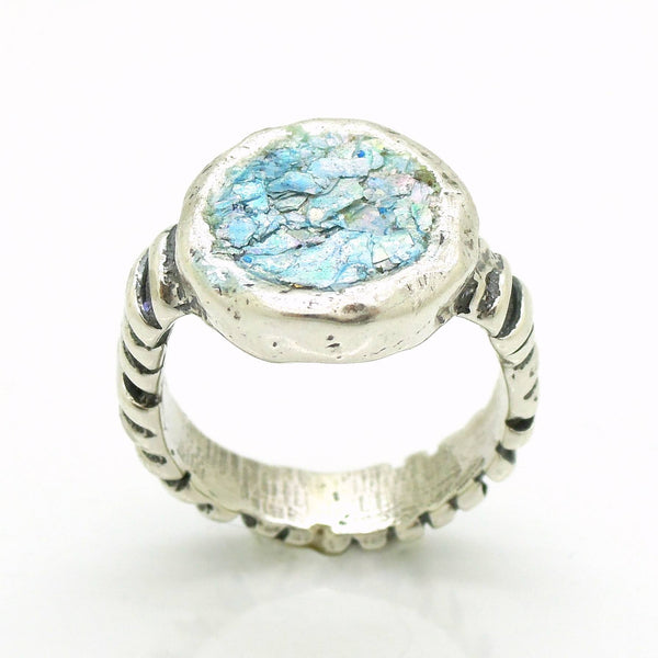 Ring - Unique Silver Ring With Roman Glass