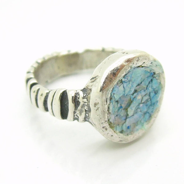 Ring - Unique Silver Ring With Roman Glass