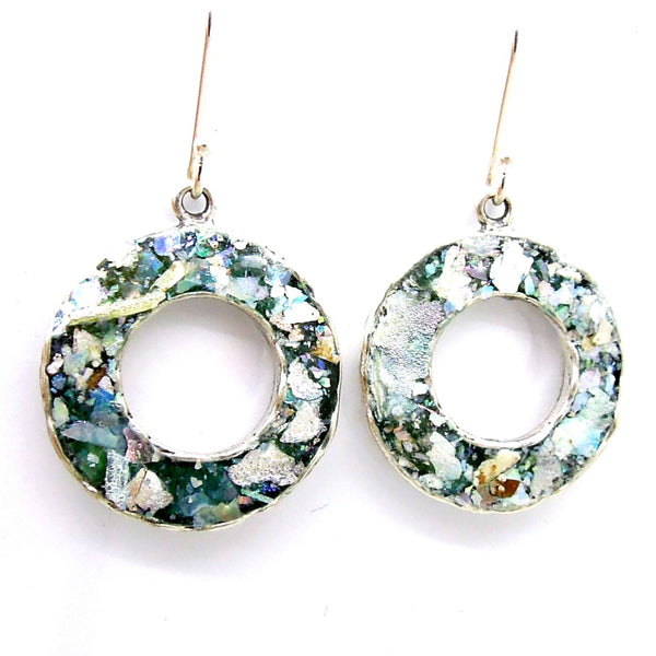 Rings - A Circle Top Large Silver & Roman Glass Ring