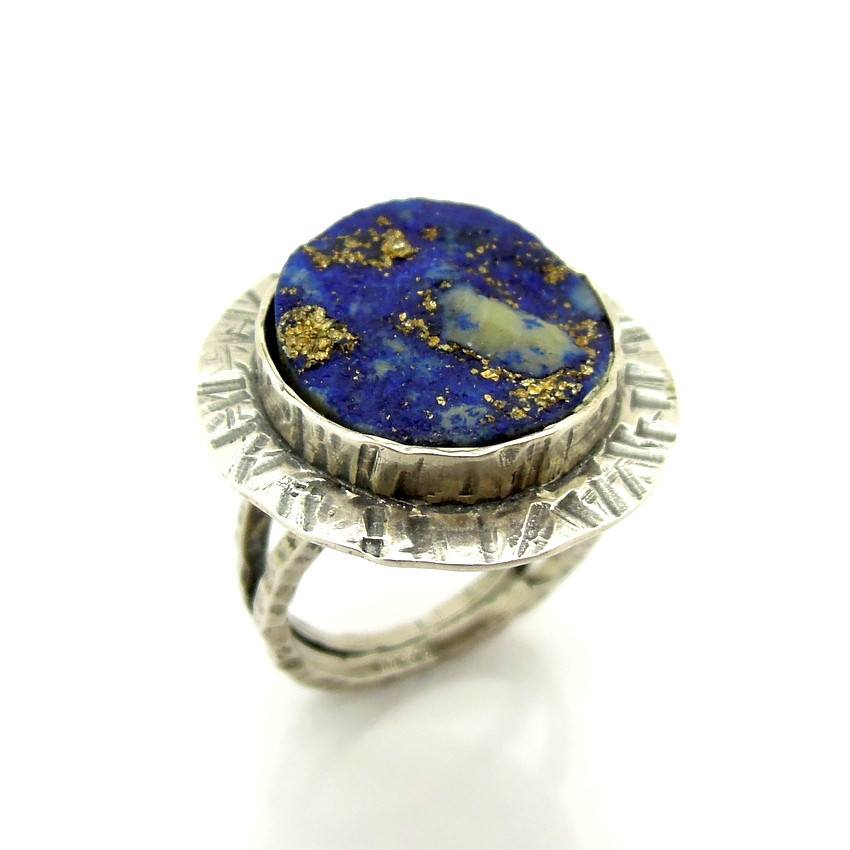 Oval Lapis Lazuli Ring, Solid Sterling Silver Ring - Shraddha Shree Gems