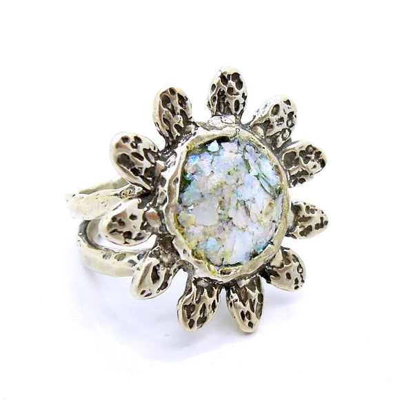 Rings - Large Flower Roman Glass Ring