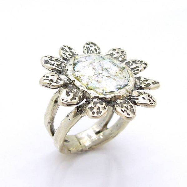 Rings - Large Flower Roman Glass Ring