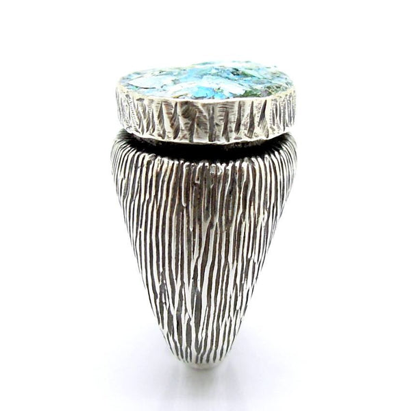 Rings - Large Oval Silver Roman Glass Unisex Ring